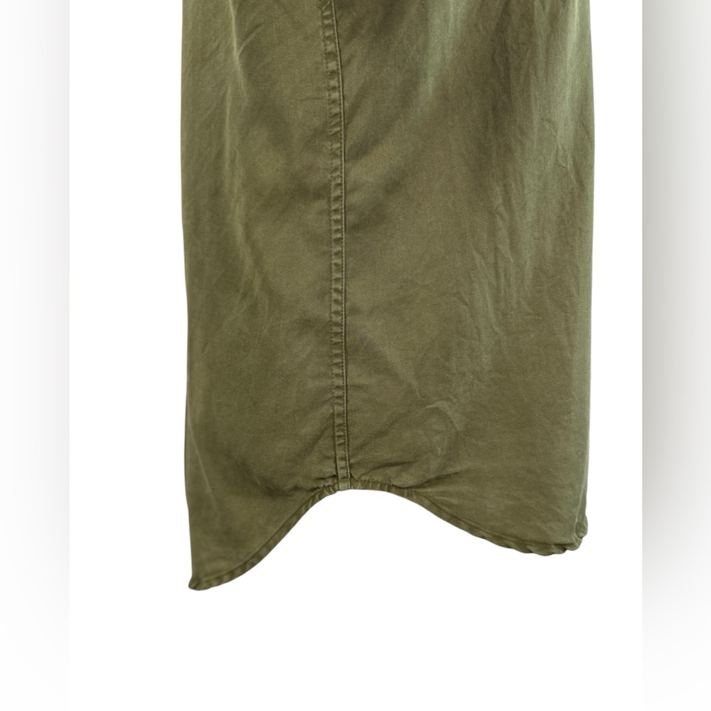 PAIGE Olive Green Studded Utility Button Down Shirt TENCEL Lyocell Size M - Picture 7 of 14